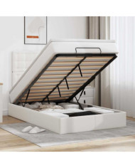  Cadre de lit ottoman avec matelas blanc 120x200 cm similicuir | Mobilier & Déco
