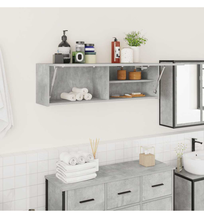Armoire murale de bain gris béton 100x25x30cm bois d'ingénierie | Mobilier & Déco