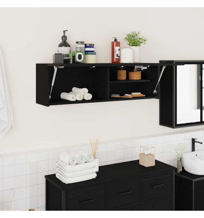 Armoire murale de bain noir 100x25x30 cm bois d'ingénierie | Mobilier & Déco