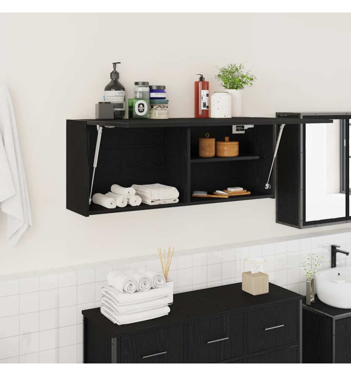 Armoire murale de bain noir 100x25x40 cm bois d'ingénierie | Mobilier & Déco