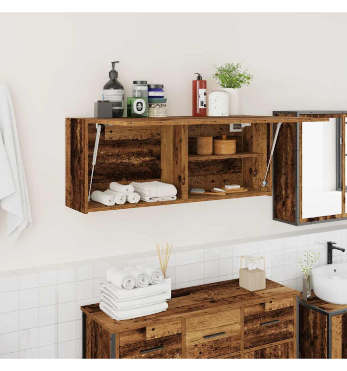 Armoire murale de bain vieux bois 100x25x40cm bois d'ingénierie | Mobilier & Déco