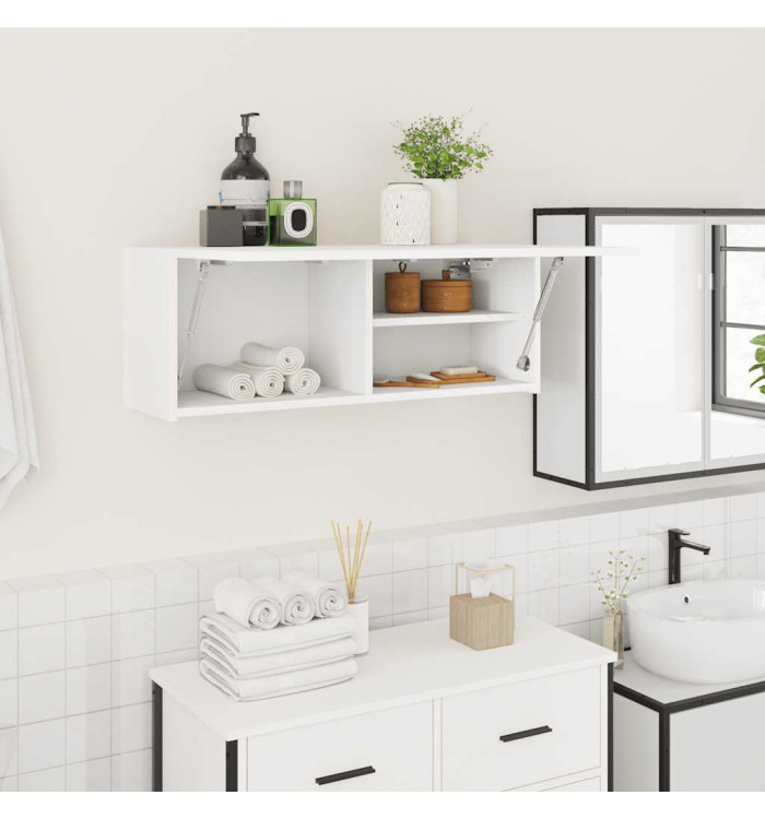 Armoire murale de bain blanc 80x25x30 cm bois d'ingénierie | Mobilier & Déco
