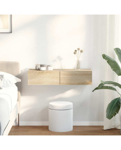 Étagère murale avec tiroirs chêne sonoma bois d'ingénierie | Mobilier & Déco