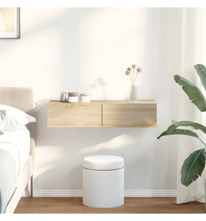 Étagère murale avec tiroirs chêne sonoma bois d'ingénierie | Mobilier & Déco