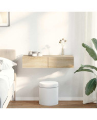 Étagère murale avec tiroirs chêne sonoma bois d'ingénierie | Mobilier & Déco