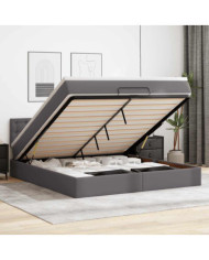 Lit ottoman avec matelas et LED Gris 180x200cm similicuir | Mobilier & Déco