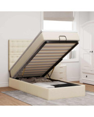 Cadre de lit ottoman avec matelas crème 90x190 cm tissu | Mobilier & Déco