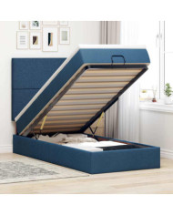  Cadre de lit ottoman avec matelas bleu 80x200 cm tissu | Mobilier & Déco