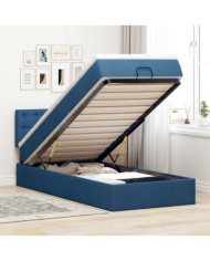  Cadre de lit ottoman avec matelas bleu 80x200 cm tissu | Mobilier & Déco