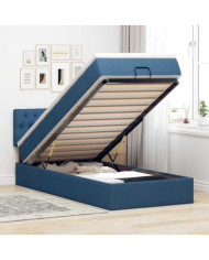  Cadre de lit ottoman avec matelas bleu 80x200 cm tissu | Mobilier & Déco