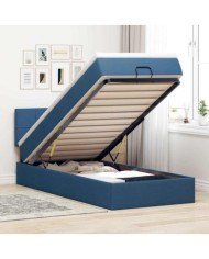  Cadre de lit ottoman avec matelas bleu 80x200 cm tissu | Mobilier & Déco