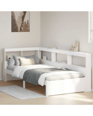Lit bibliothèque sans matelas blanc 90x200cm bois de pin massif | Mobilier & Déco