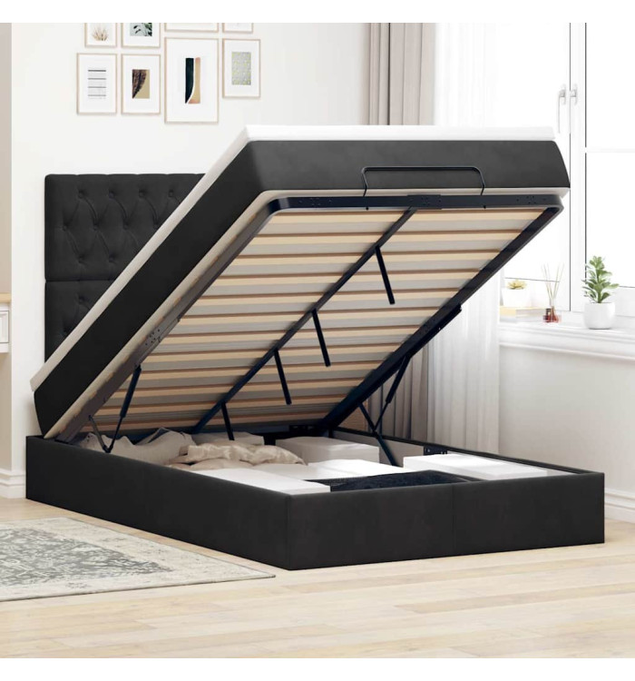 Cadre de lit ottoman avec matelas noir 120x200 cm velours | Mobilier & Déco