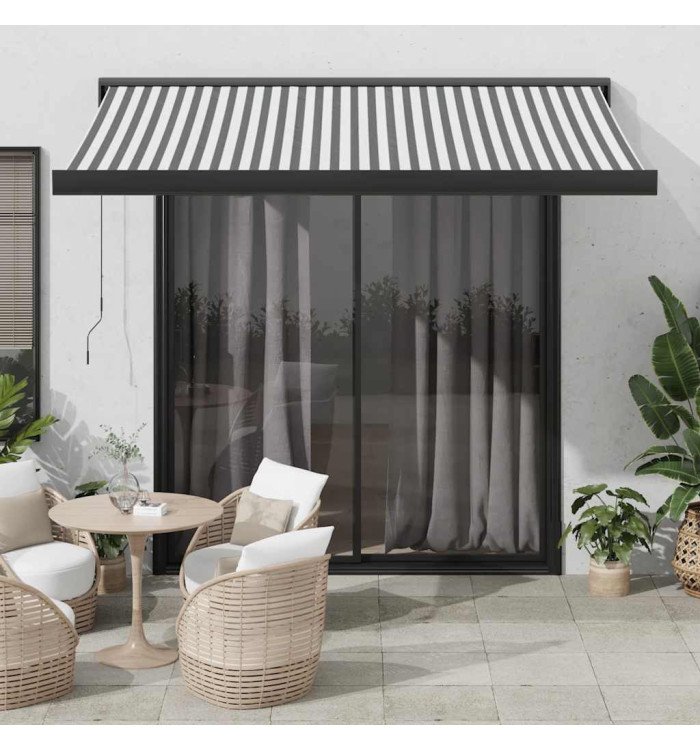Auvent rétractable anthracite/blanc 3x2,5 m tissu et aluminium | Mobilier & Déco