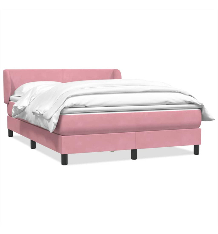 Sommier à lattes de lit avec matelas rose 160x220 cm velours | Mobilier & Déco