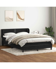 Sommier à lattes de lit avec matelas noir 140x220 cm velours | Mobilier & Déco