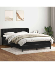Sommier à lattes de lit avec matelas noir 140x220 cm velours | Mobilier & Déco