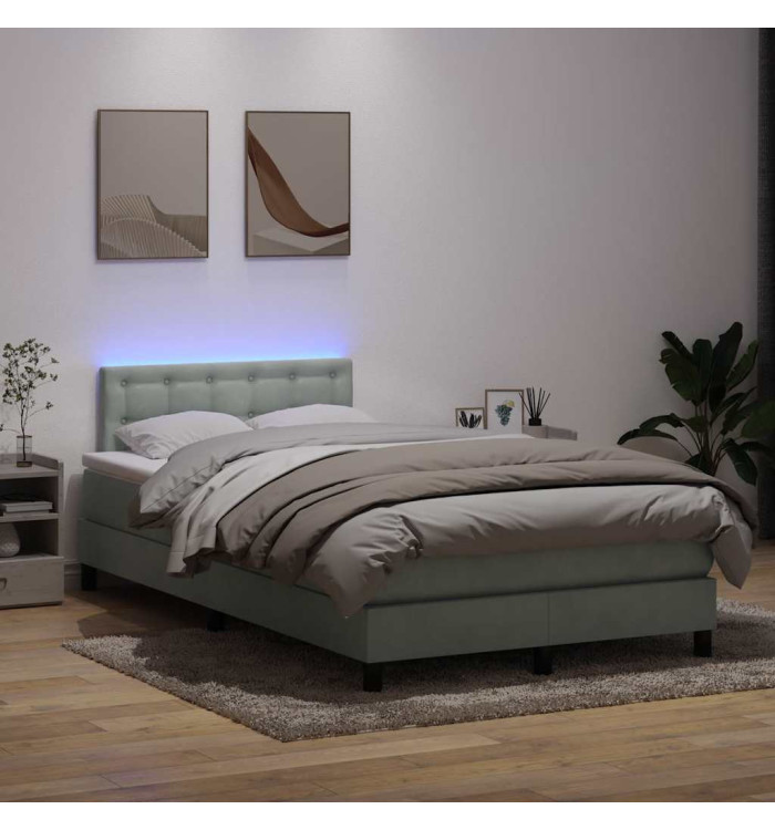 Sommier à lattes de lit et matelas gris clair 120x220cm velours | Mobilier & Déco