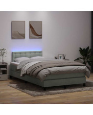 Sommier à lattes de lit et matelas gris clair 120x220cm velours | Mobilier & Déco