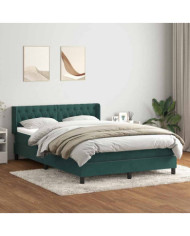 Sommier à lattes de lit et matelas vert foncé 160x220cm velours | Mobilier & Déco