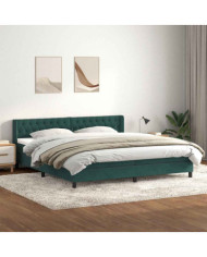 Sommier à lattes de lit et matelas vert foncé 180x210cm velours | Mobilier & Déco