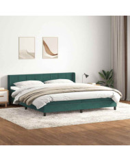 Sommier à lattes de lit et matelas vert foncé 180x210cm velours | Mobilier & Déco