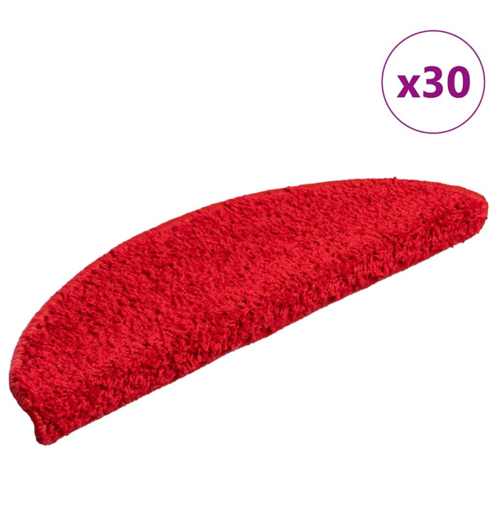 Tapis d'escalier 30 pcs rouge 56x17x3 cm | Mobilier & Déco