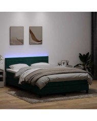 Sommier à lattes de lit et matelas vert foncé 140x210cm velours | Mobilier & Déco