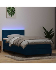 Sommier à lattes de lit et matelas bleu foncé 80x220 cm velours | Mobilier & Déco