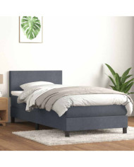 Sommier à lattes de lit et matelas gris foncé 90x220 cm velours | Mobilier & Déco
