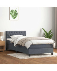 Sommier à lattes de lit et matelas gris foncé 90x220 cm velours | Mobilier & Déco