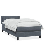 Sommier à lattes de lit et matelas gris foncé 90x220 cm velours | Mobilier & Déco