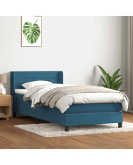 Sommier à lattes de lit et matelas bleu foncé 90x220 cm velours | Mobilier & Déco