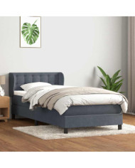 Sommier à lattes de lit et matelas gris foncé 90x210 cm velours | Mobilier & Déco