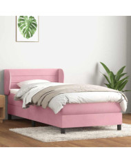 Sommier à lattes de lit avec matelas rose 90x220 cm velours | Mobilier & Déco