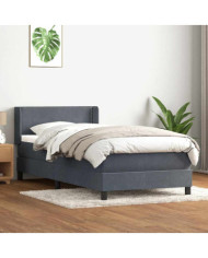 Sommier à lattes de lit et matelas gris foncé 90x210 cm velours | Mobilier & Déco