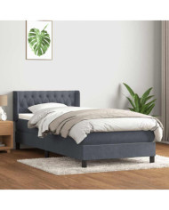 Sommier à lattes de lit et matelas gris foncé 90x210 cm velours | Mobilier & Déco