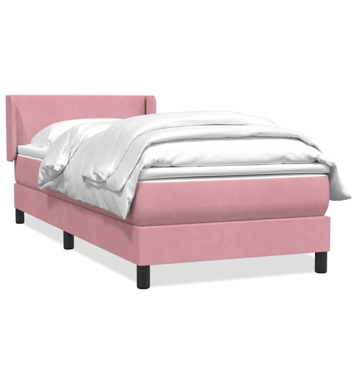 Sommier à lattes de lit avec matelas rose 90x220 cm velours | Mobilier & Déco