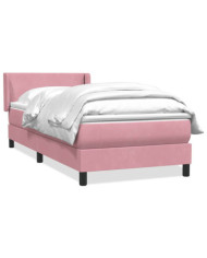 Sommier à lattes de lit avec matelas rose 90x220 cm velours | Mobilier & Déco