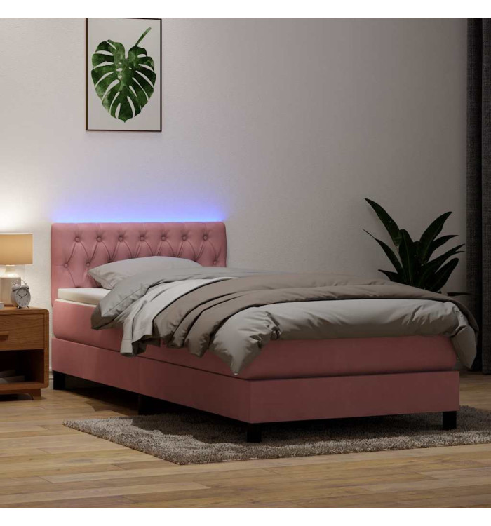 Sommier à lattes de lit avec matelas rose 80x210 cm velours | Mobilier & Déco
