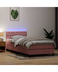 Sommier à lattes de lit avec matelas rose 80x210 cm velours | Mobilier & Déco