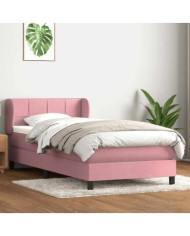 Sommier à lattes de lit avec matelas rose 80x210 cm velours | Mobilier & Déco
