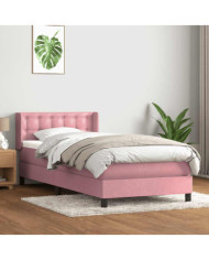 Sommier à lattes de lit avec matelas rose 90x210 cm velours | Mobilier & Déco