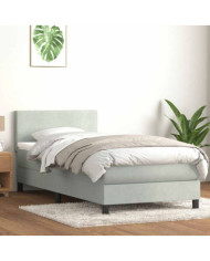 Sommier à lattes de lit et matelas gris clair 80x210 cm velours | Mobilier & Déco