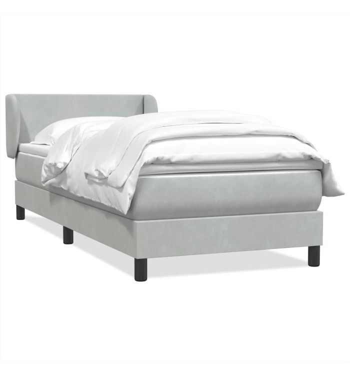 Sommier à lattes de lit et matelas gris clair 90x220 cm velours | Mobilier & Déco