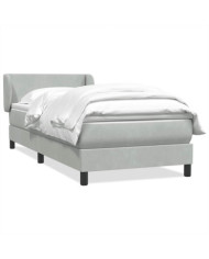 Sommier à lattes de lit et matelas gris clair 90x220 cm velours | Mobilier & Déco