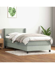 Sommier à lattes de lit et matelas gris clair 80x210 cm velours | Mobilier & Déco
