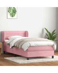 Sommier à lattes de lit avec matelas rose 90x210 cm velours | Mobilier & Déco