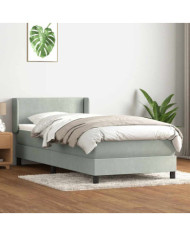 Sommier à lattes de lit et matelas gris clair 80x210 cm velours | Mobilier & Déco
