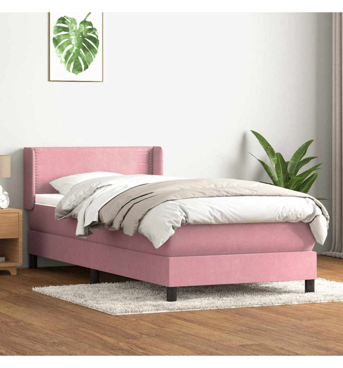 Sommier à lattes de lit avec matelas rose 80x210 cm velours | Mobilier & Déco